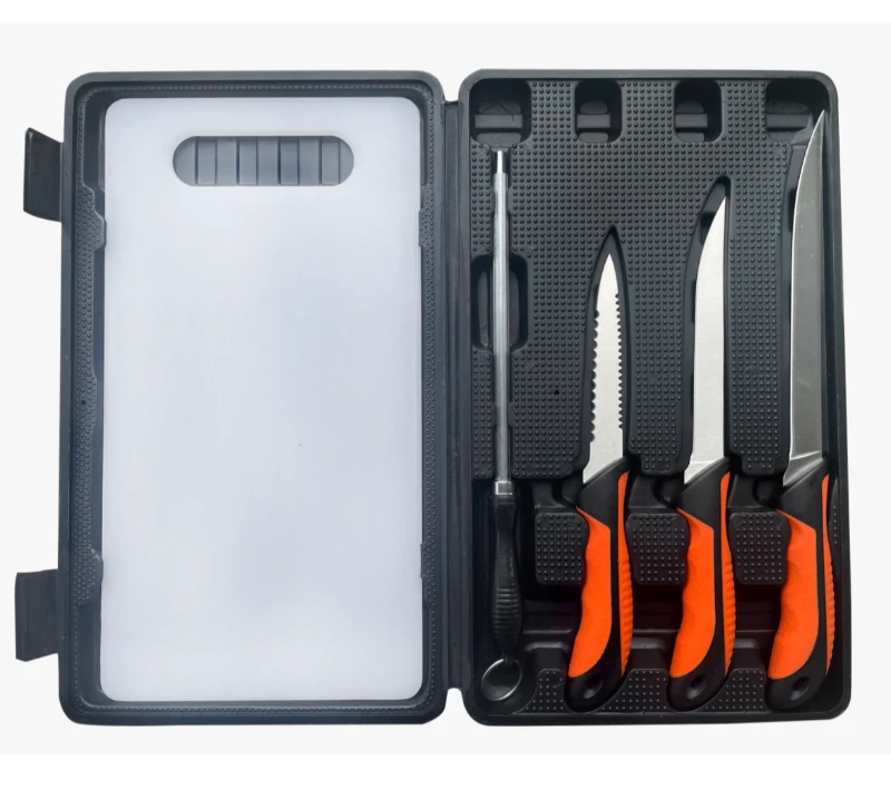 FKS25-06 Juego de cuchillos para exteriores de 6 piezas con tabla de cortar, cuchillos para filetear