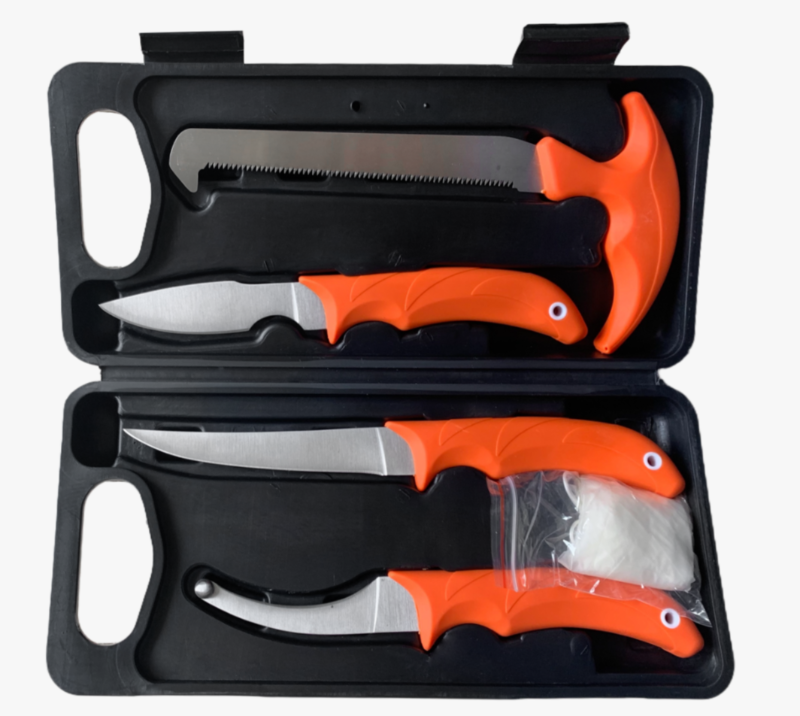 FKS33-06 Juego de 6 cuchillos de caza y pesca con estuche r&iacute;gido, kit de supervivencia para exterior