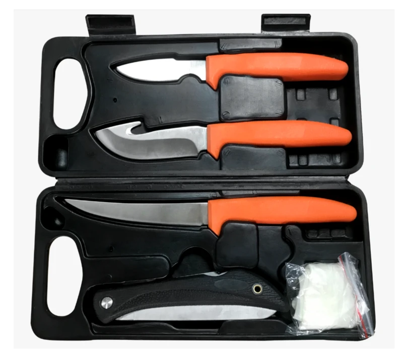 FKS26-07B Kit de cuchillos para filetear de pesca de primera calidad, 7 piezas, con tijeras y estuch