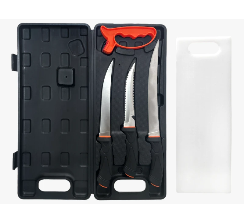 FKS37-05 Juego de 6 cuchillos para filetear para exterior con tabla de cortar de pl&aacute;stico