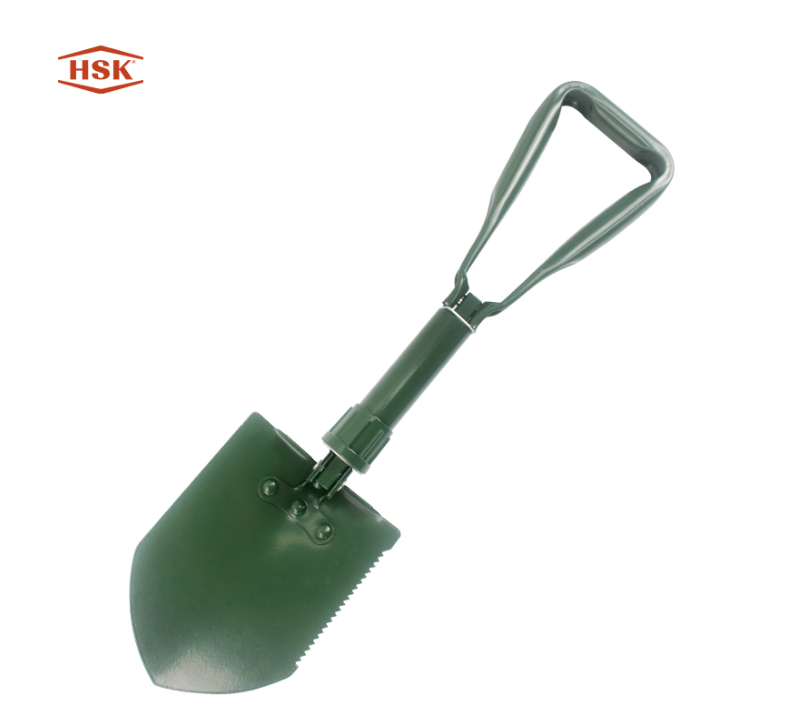 S0234 Herramienta de atrincheramiento plegable Amy Green, pala militar de acero al carbono con borde