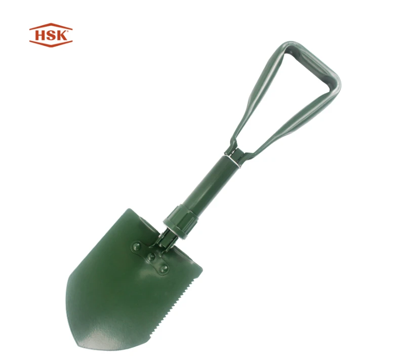 S0234 Herramienta de atrincheramiento plegable Amy Green, pala militar de acero al carbono con borde