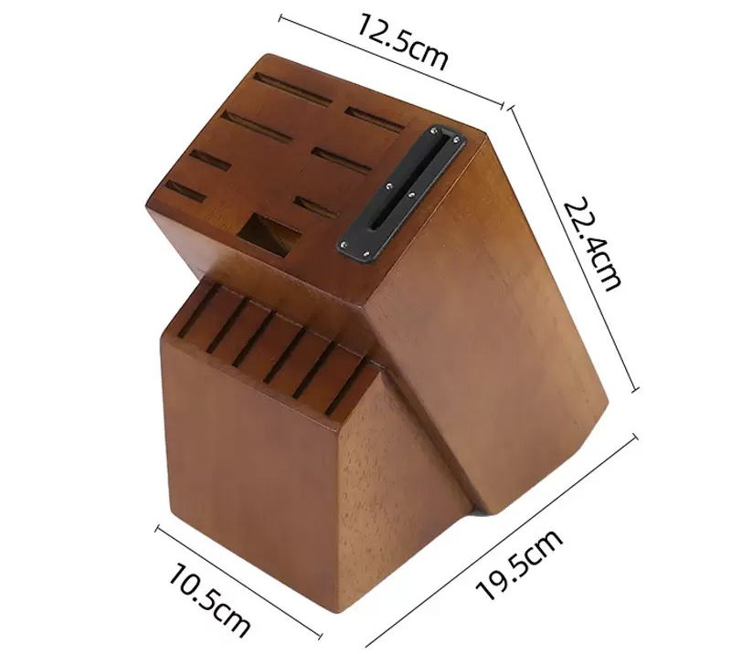 15 Slots Universal Knife Block, Acacia Wood Knife Block for Kitchen Counter